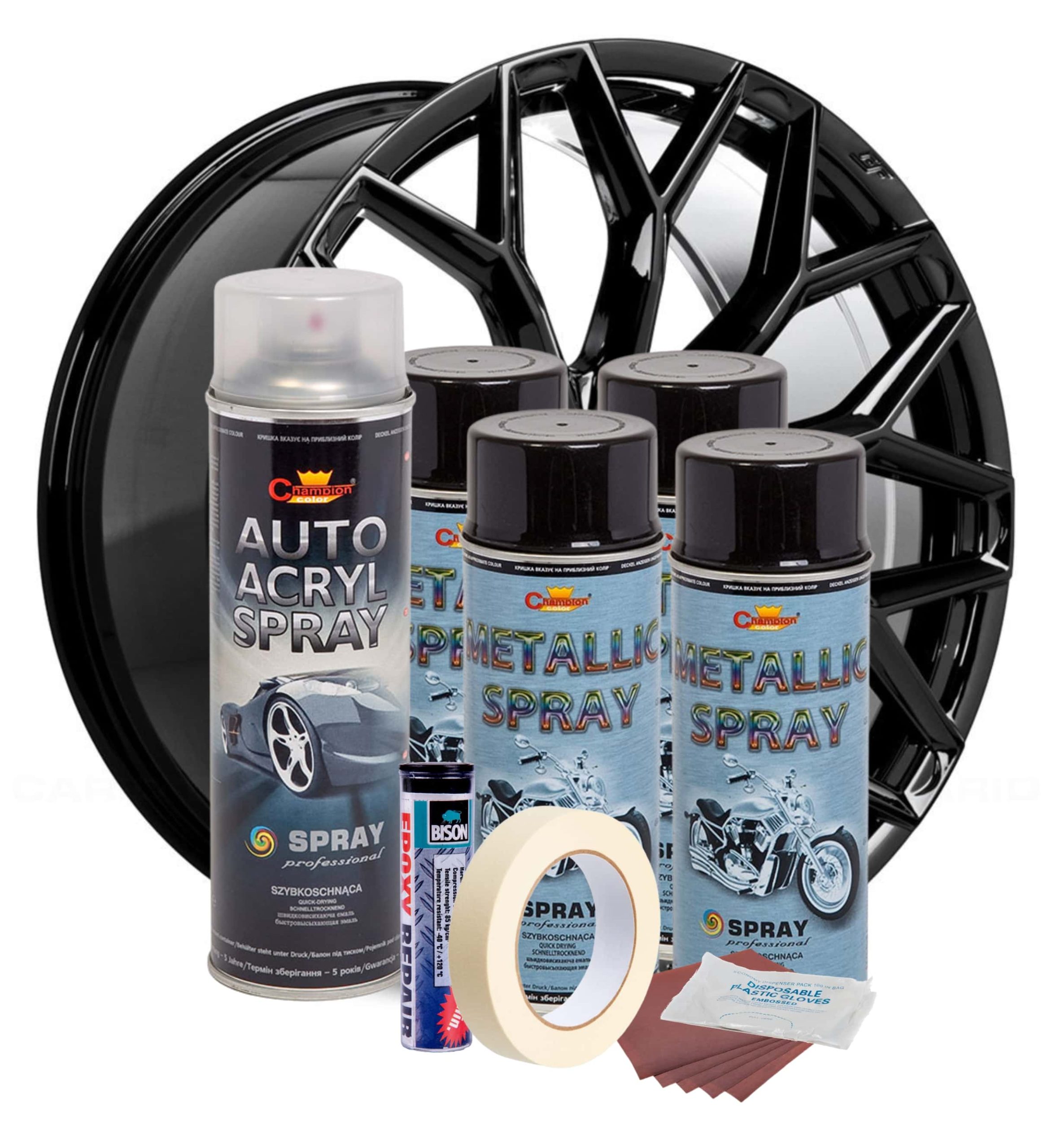 Kit complet reparatie si vopsire jante culoare Negru Metalizat, V4 - imagine 2