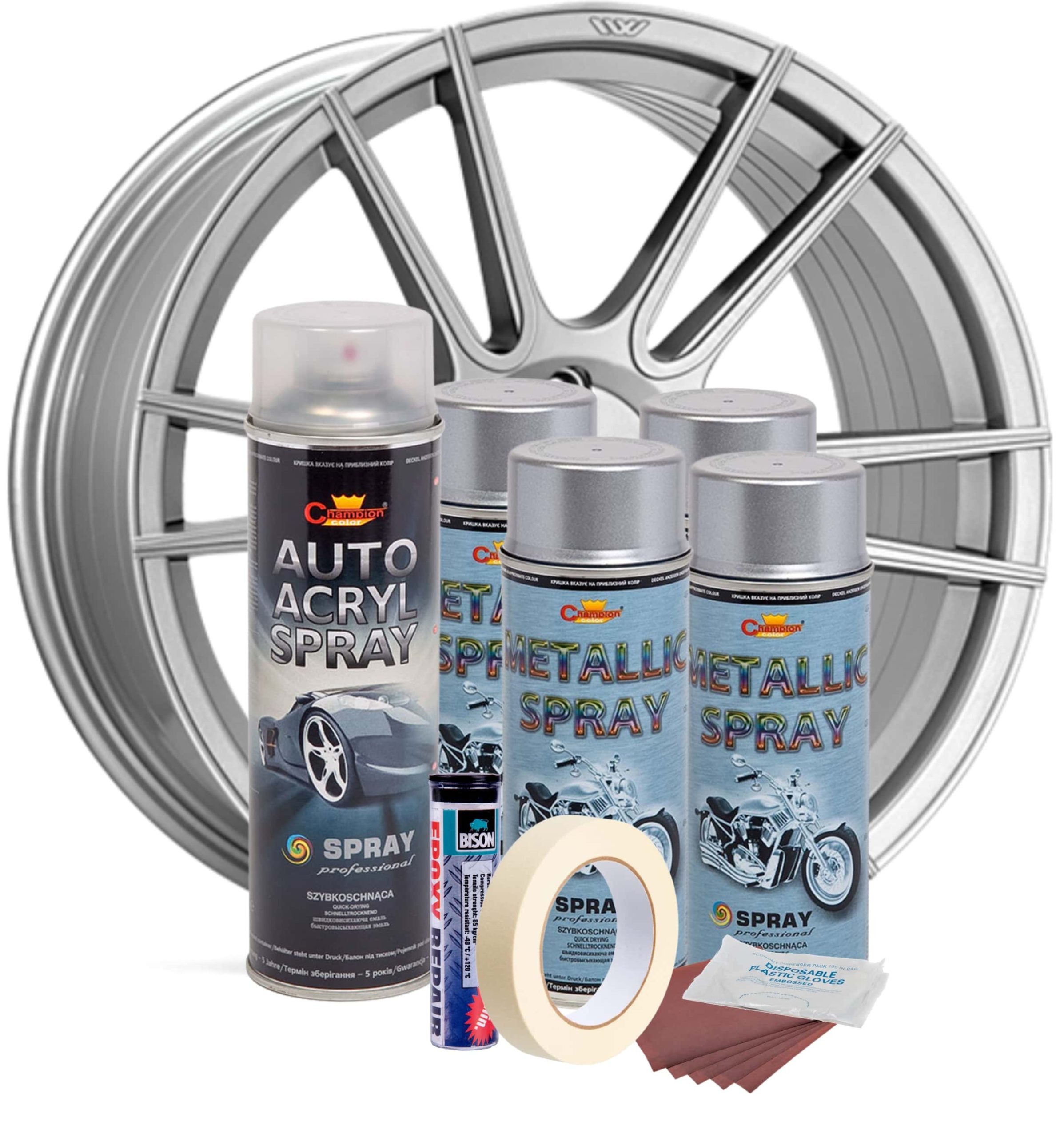 Kit complet reparatie si vopsire jante culoare Argintiu Metalizat, V4 - imagine 2