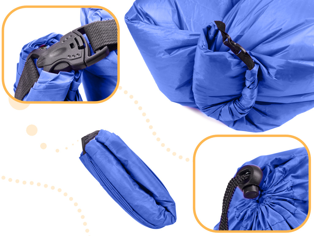 Saltea Autogonflabila "Lazy Bag" tip sezlong, 230 x 70cm, culoare Bleumarin, pentru camping, plaja sau piscina - imagine 2