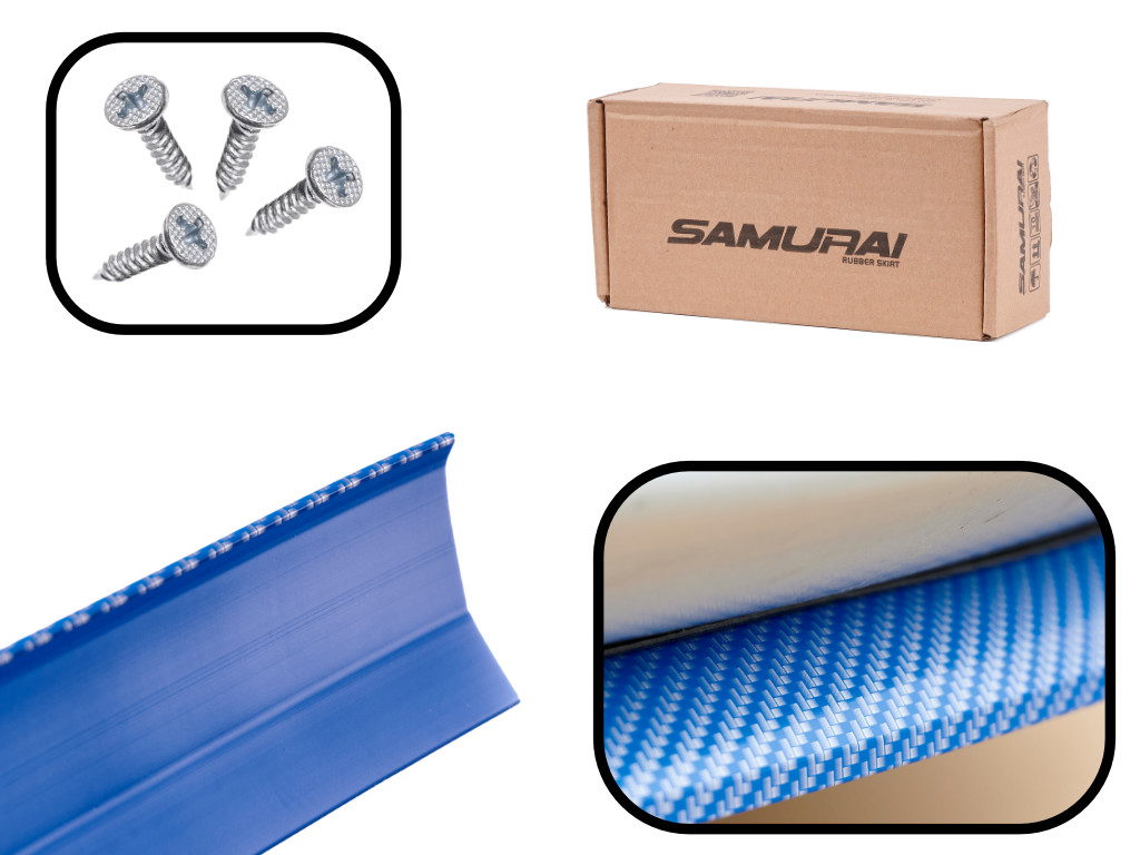 Protectie spoiler, prelungire bara fata/spate din cauciuc, culoare CARBON Albastru - imagine 7