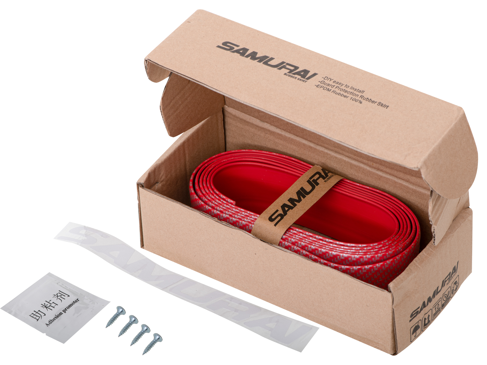 Protectie spoiler, prelungire bara fata/spate din cauciuc, culoare CARBON Rosu - imagine 4