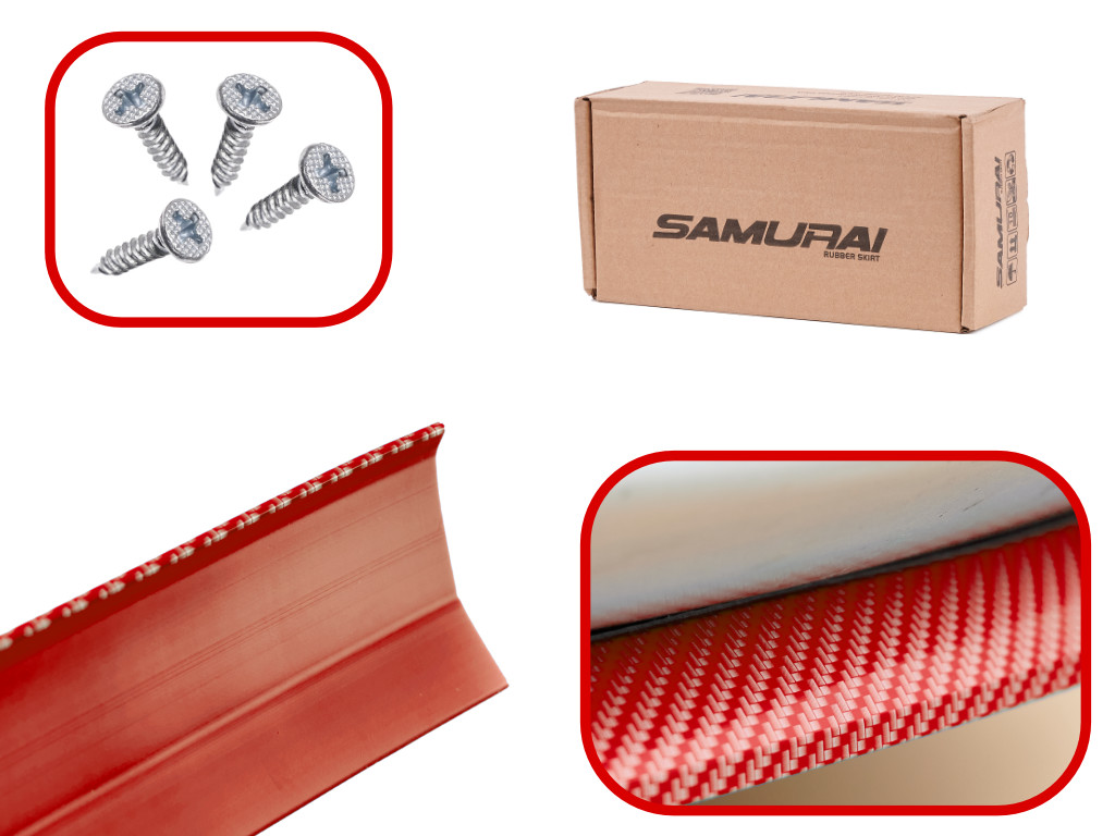 Protectie spoiler, prelungire bara fata/spate din cauciuc, culoare CARBON Rosu - imagine 7