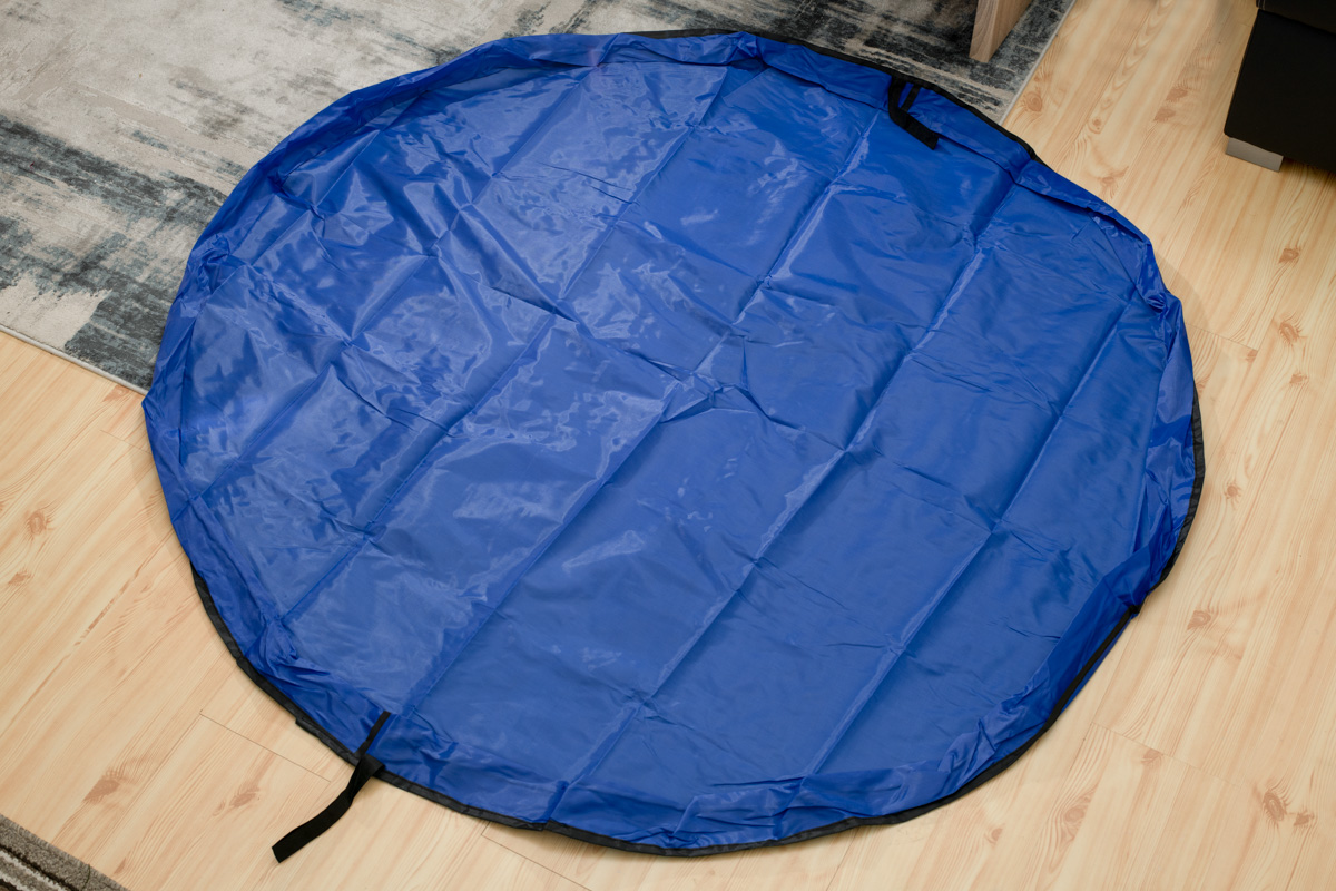 Covoras de joaca & Sac pentru jucarii, 2in1, culoare Albastra, diametru 150cm - imagine 4