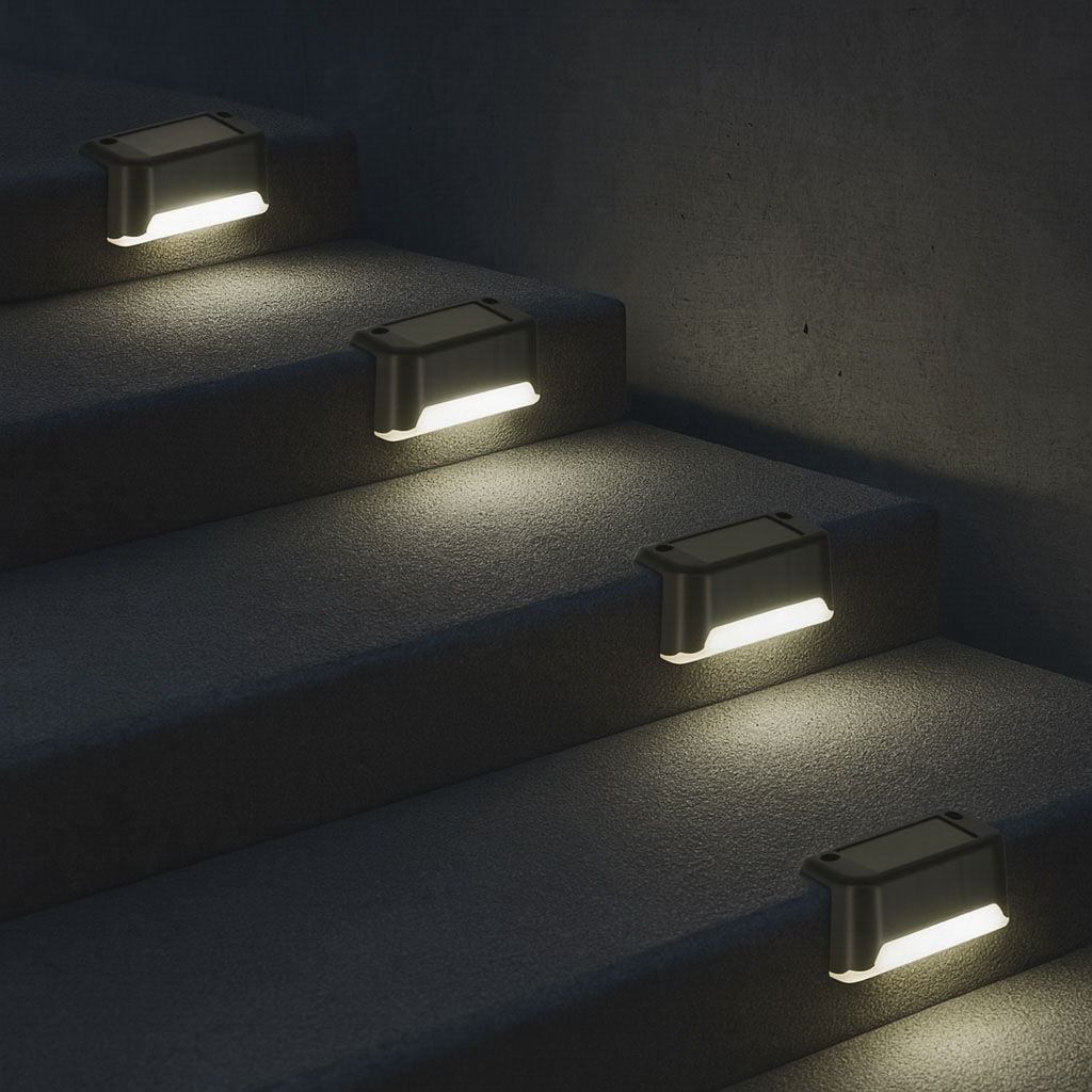 Set 8 Lampi solare LED pentru iluminat scari exterioare cu senzor crepuscular - imagine 5