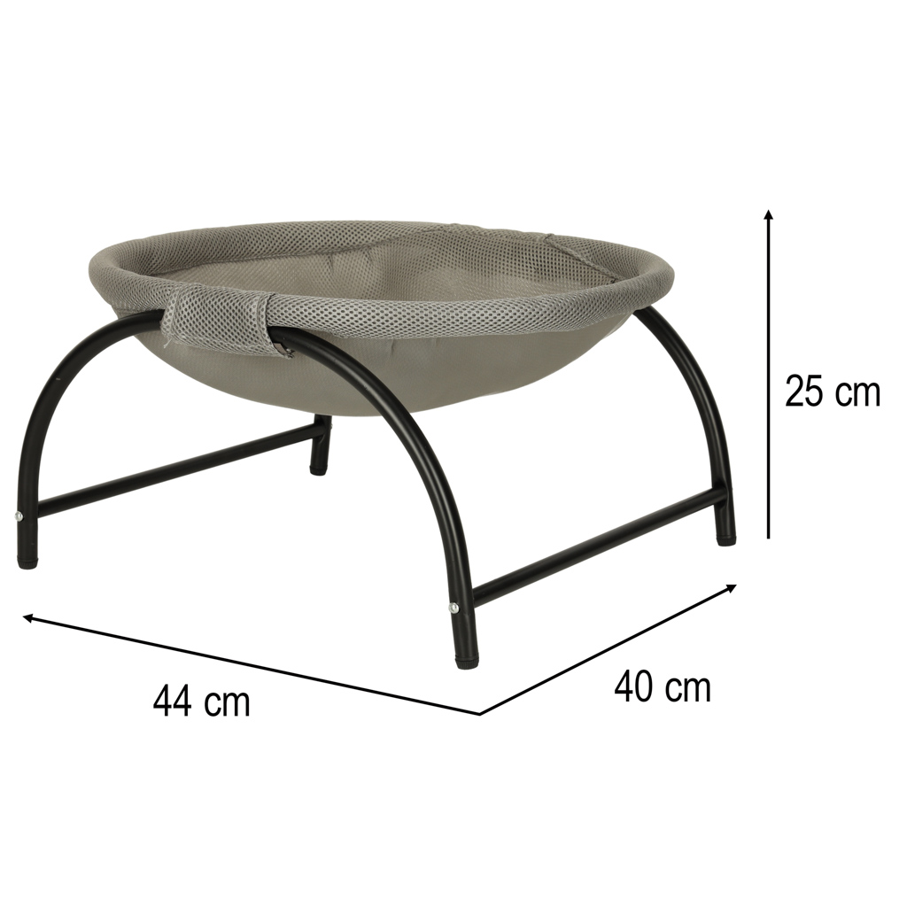 Pat de tip hamac pentru caini si pisici, cadru metalic negru si panza gri, dimensiune 45 x 42 x 23 cm - imagine 11