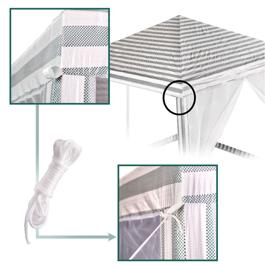 Pavilion de gradina, cort pentru petreceri, foișor cu plasa de tantari, culoare alb/verde, dimensiune 3 x 3 m - imagine 6