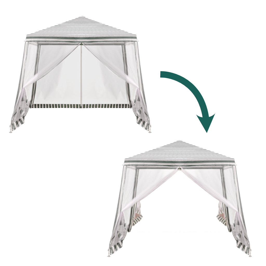 Pavilion de gradina, cort pentru petreceri, foișor cu plasa de tantari, culoare alb/verde, dimensiune 3 x 3 m - imagine 7