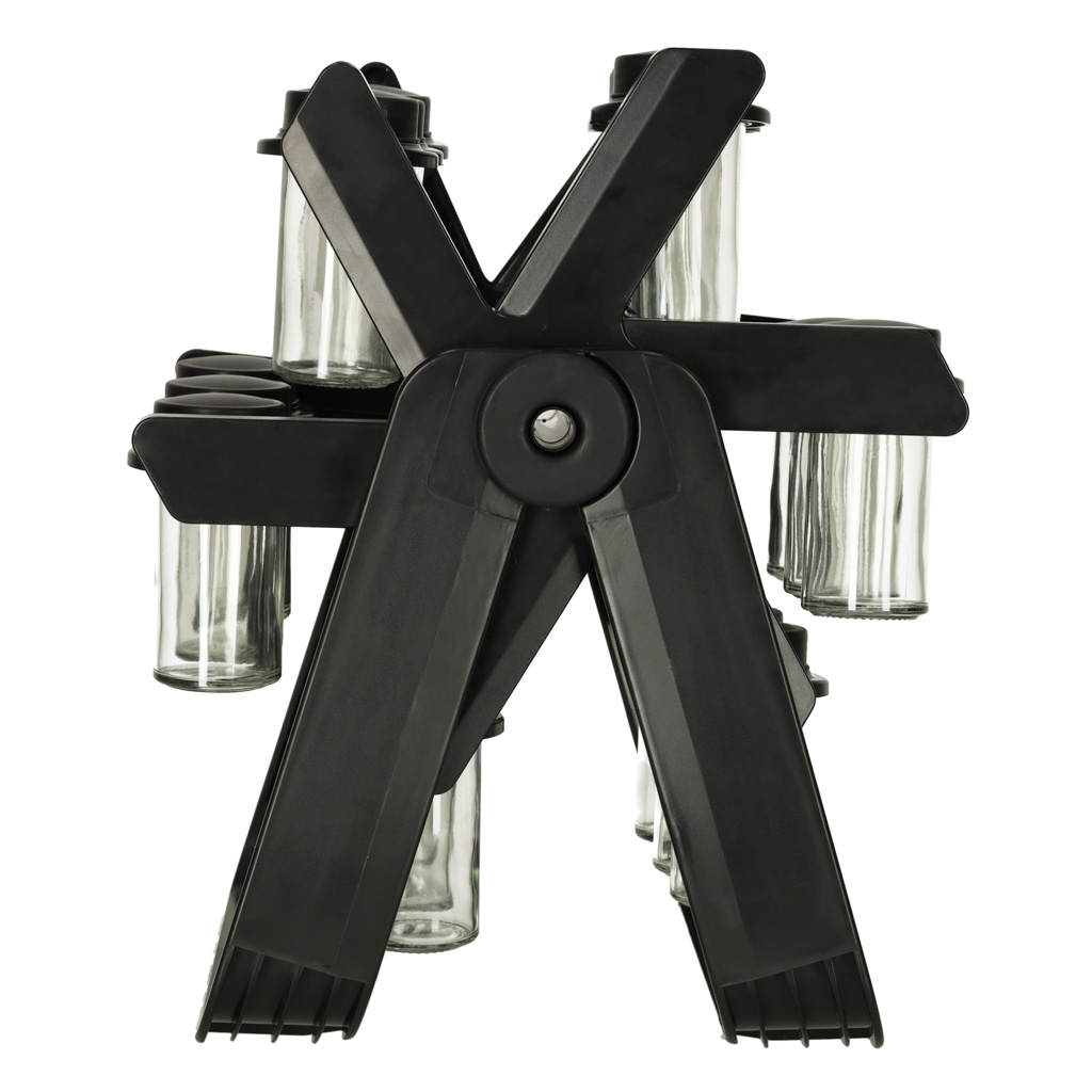 Organizator de condimente cu 18 containere cu suport rotativ pentru bucatarie, culoare neagra - imagine 2