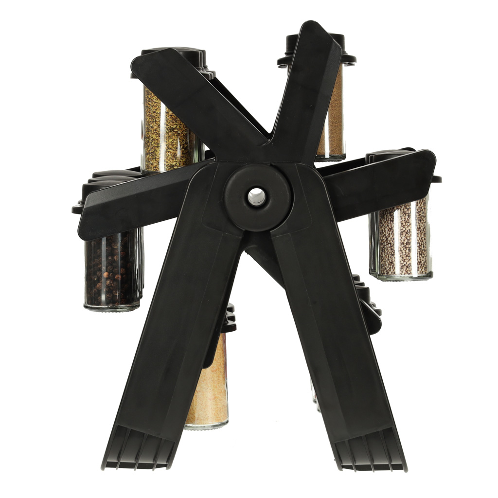 Organizator de condimente cu 18 containere cu suport rotativ pentru bucatarie, culoare neagra - imagine 5