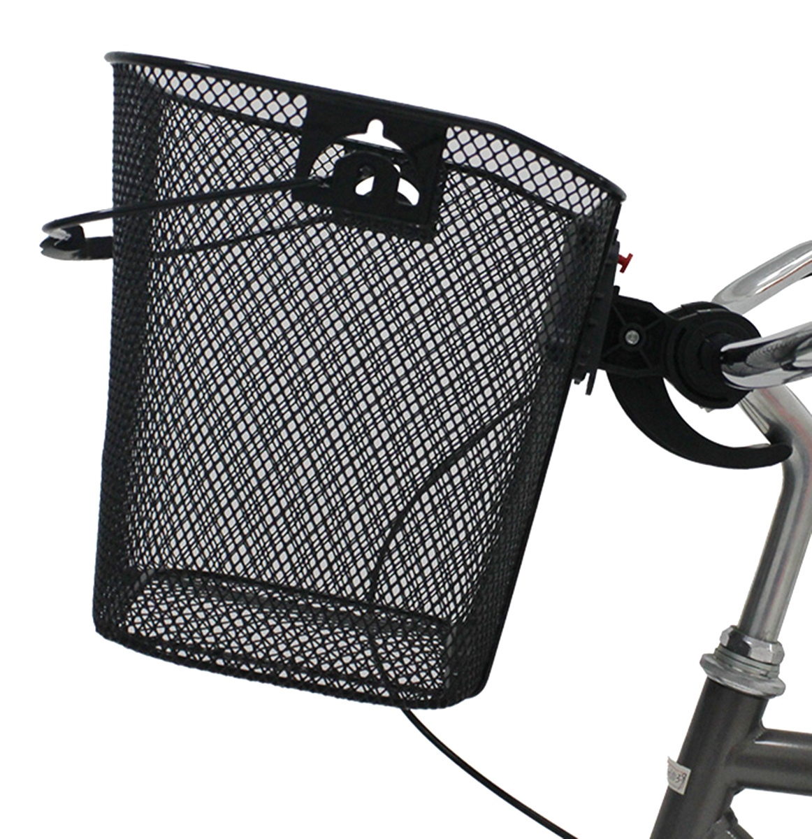 Cos metalic pentru bicicleta cu maner, demontabil, conceput pentru a fi montat in partea din fata, culoare Neagra - imagine 2