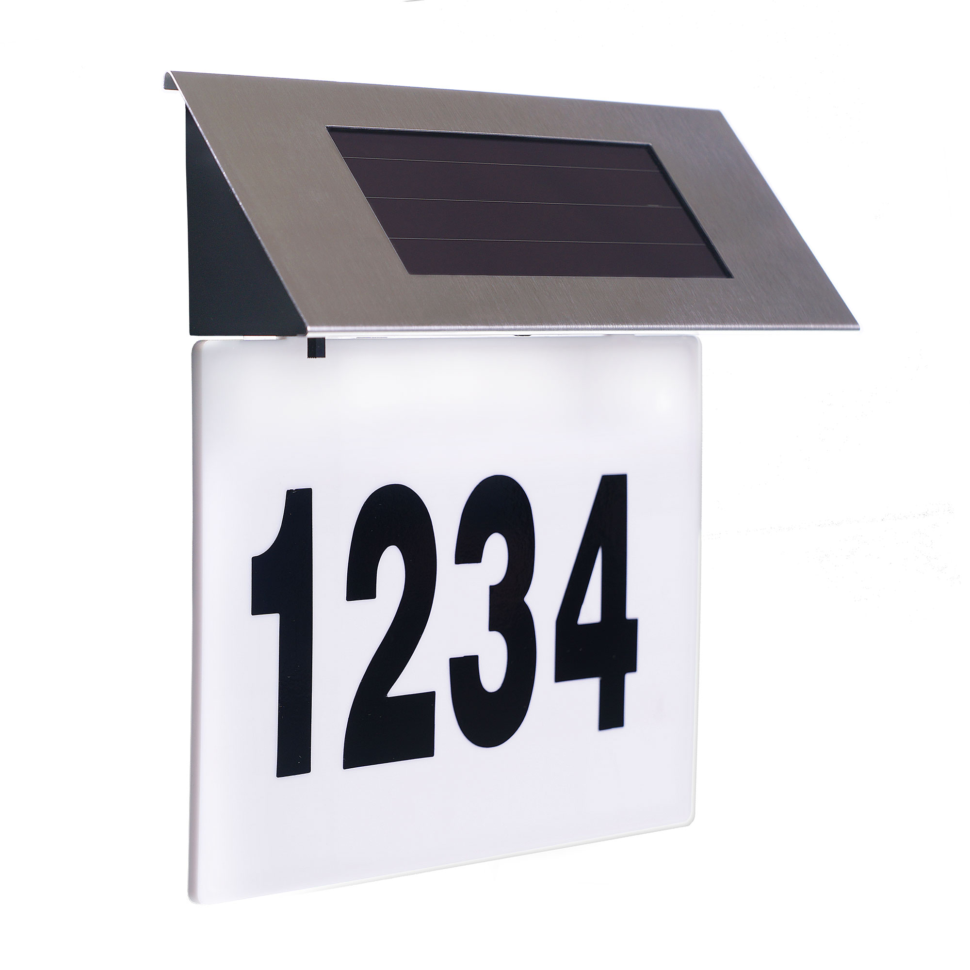 Placa numar casa iluminata LED, incarcare solara, carcasa din INOX - imagine 2