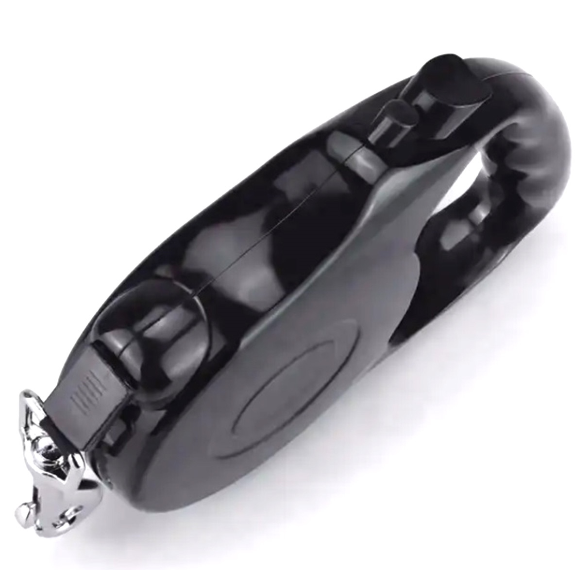 Lesa Retractabila Automata cu carabina pentru caini, lungime sfoara 5m, culoare Neagra - imagine 4