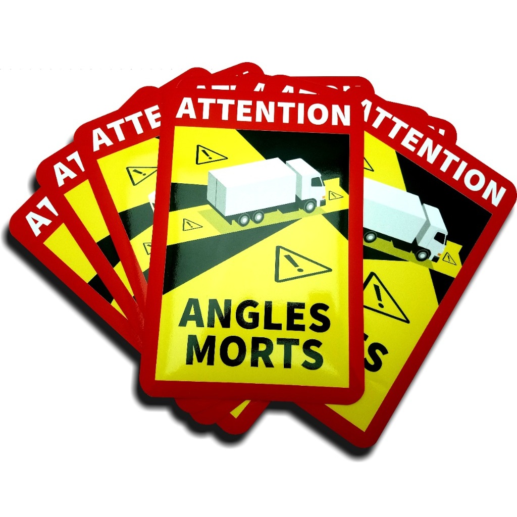 Set 10 buc. sticker autocolant "Unghi Mort", Eticheta Autocolanta "ANGLES MORTS" pentru camioane, dimensiune 17 x 25 cm - imagine 2