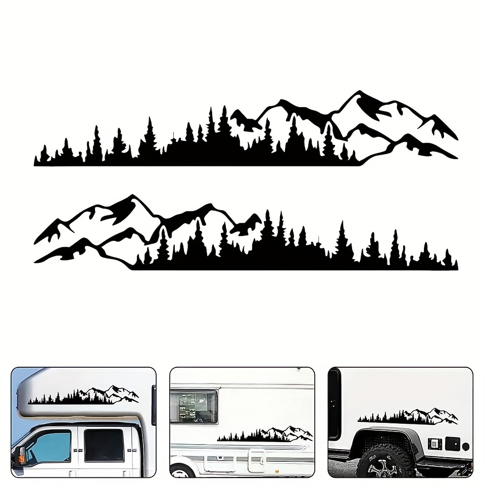 Set 2 stickere autoadezive pentru vehicule Off Road, model "Forest & Mountains", dimensiune 100 x 20 cm, culoare Neagra - imagine 2