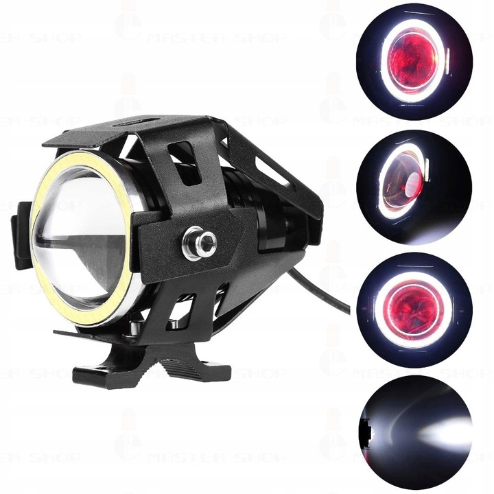 Proiector LED cu Lupa, Angel Eye ALB si Devil Eye RED, alimentare 12V, pentru Off-Road, ATV, SSV, UTV - imagine 8
