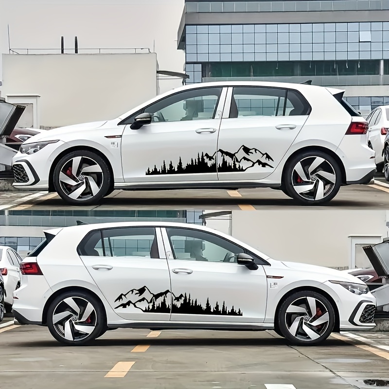 Set 2 stickere autoadezive pentru vehicule Off Road, model "Forest & Mountains", dimensiune 100 x 20 cm, culoare Neagra - imagine 4