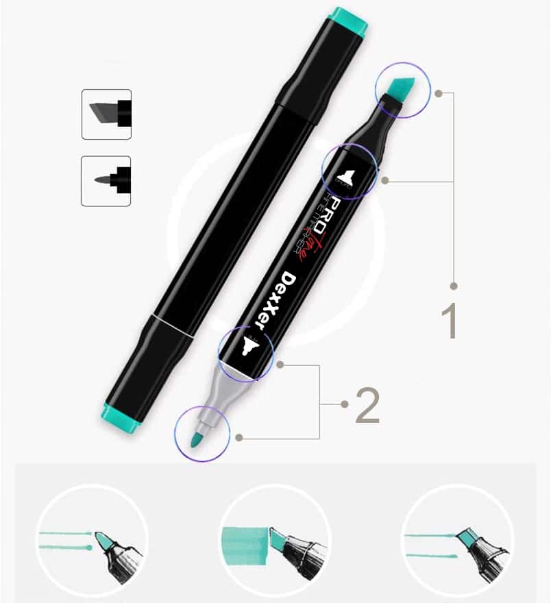Set 120 Markere Profesionale pentru pasionatii de desen, cu cap dublu gros - subtire, cu geanta de depozitare, model AVX-WT-MDS-120 - imagine 7
