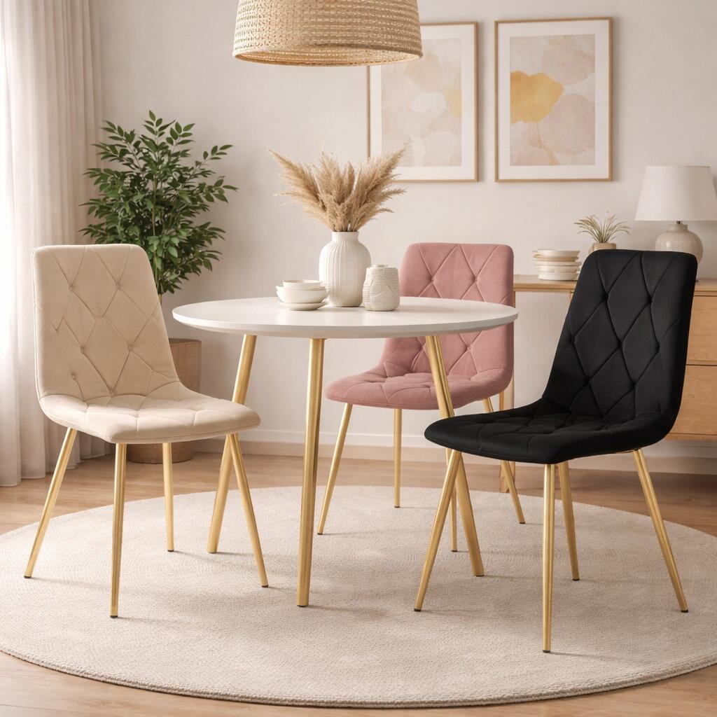 Scaun bucatarie/living, Artool, Libra, catifea neagra, picioare metal auriu, 45x54x86.5 cm - imagine 9