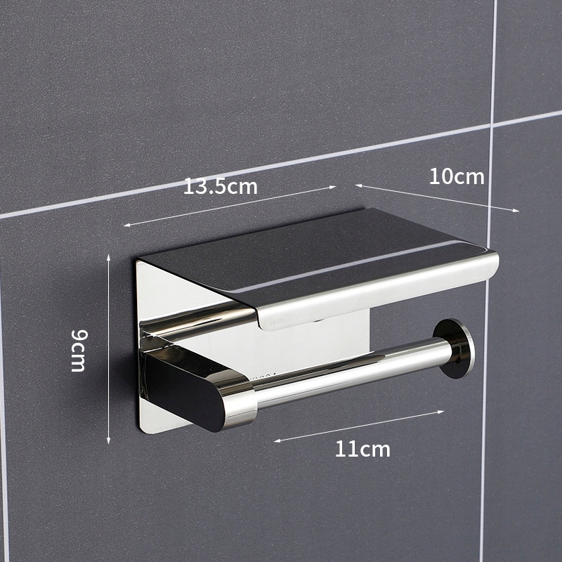 Suport metalic pentru hartie igienica cu raft pentru telefon, finisaj Crom - imagine 5