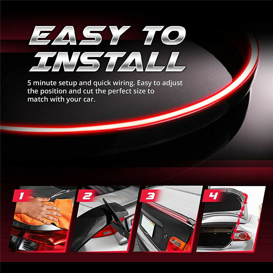 Eleron auto cu lampa stop frana suplimentara pentru autoturisme, 12V, 120cm, Negru - imagine 8