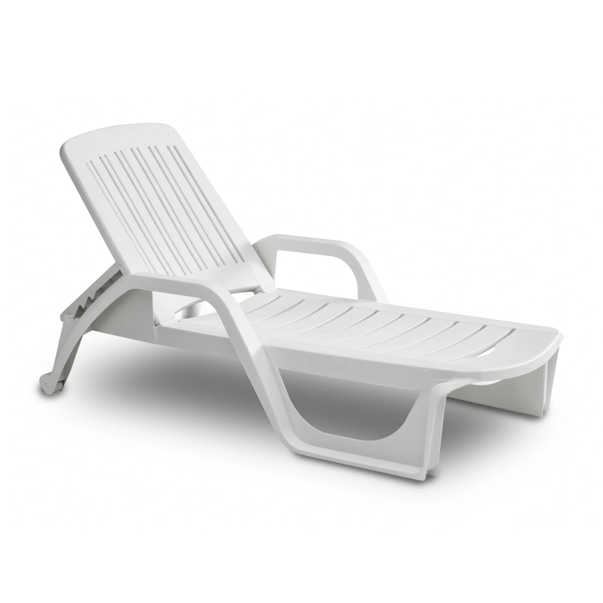 Sezlong de Plaja sau Gradina, reglabil, dimensiune 190 x 46 x 71 cm, material plastic, culoare Alb