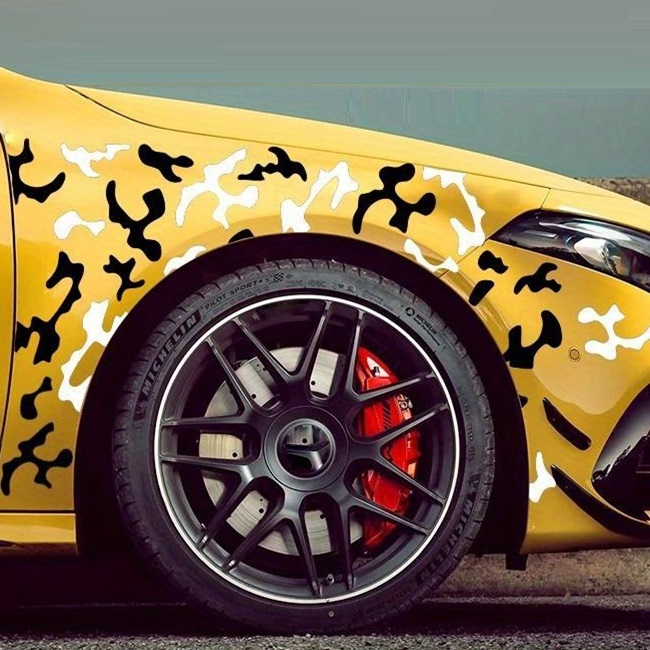 Set 2 stickere autoadezive Tuning in doua culori, model "Paint Stains", dimensiune 97 x 47 cm, culoare Negru + Alb