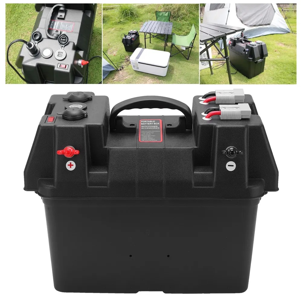 Cutie Ermetica SMART pentru baterie auto, multifunctionala cu terminale externe, voltmetru, pentru calatorii, camping, ambarcatiuni, rulote