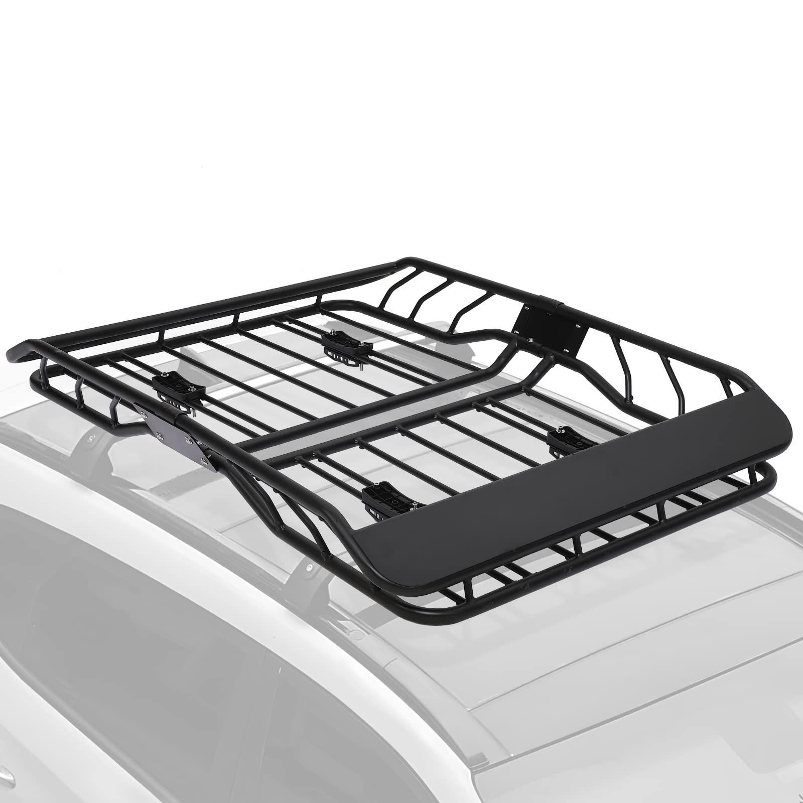 Portbagaj metalic pentru plafon de tip "ROOF RACK", dimensiune 127 x 100cm, culoare neagra, cu bare transversale incluse