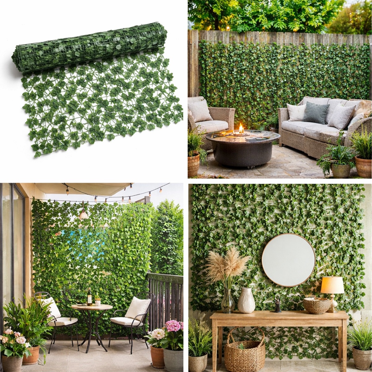 Gard viu artificial decorativ cu frunze iedera, culoare verde, dimensiune 300 x 100cm