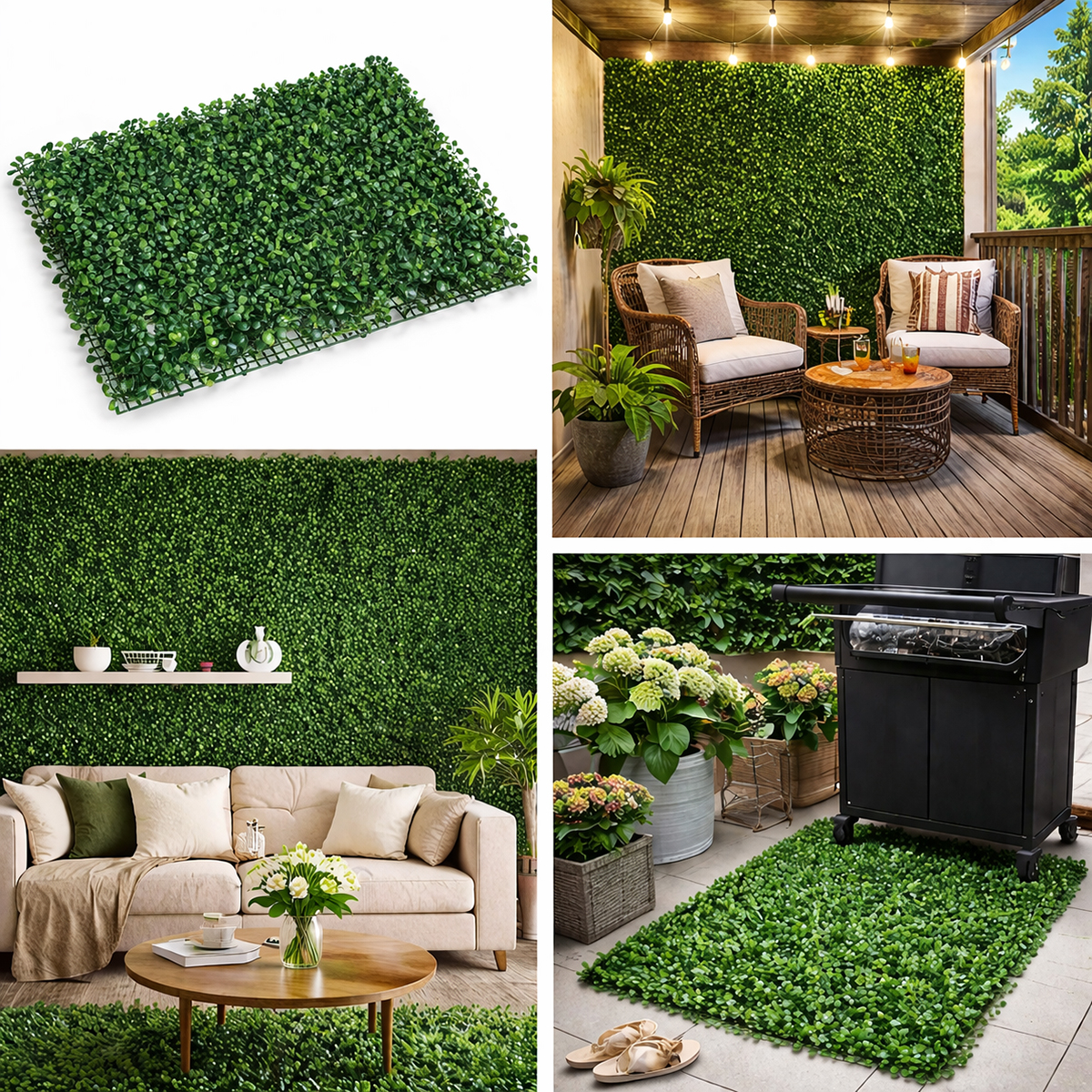 Panou Decorativ Gard viu artificial cu frunze mici, culoare verde, dimensiune 40 x 60cm