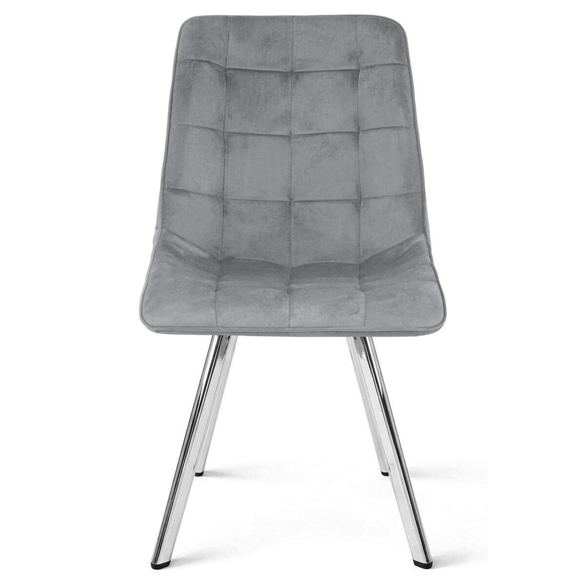 Scaun bucatarie/living, Artool, Cieza, catifea gri deschis, picioare metal argintiu, 49x60x87 cm - imagine 10