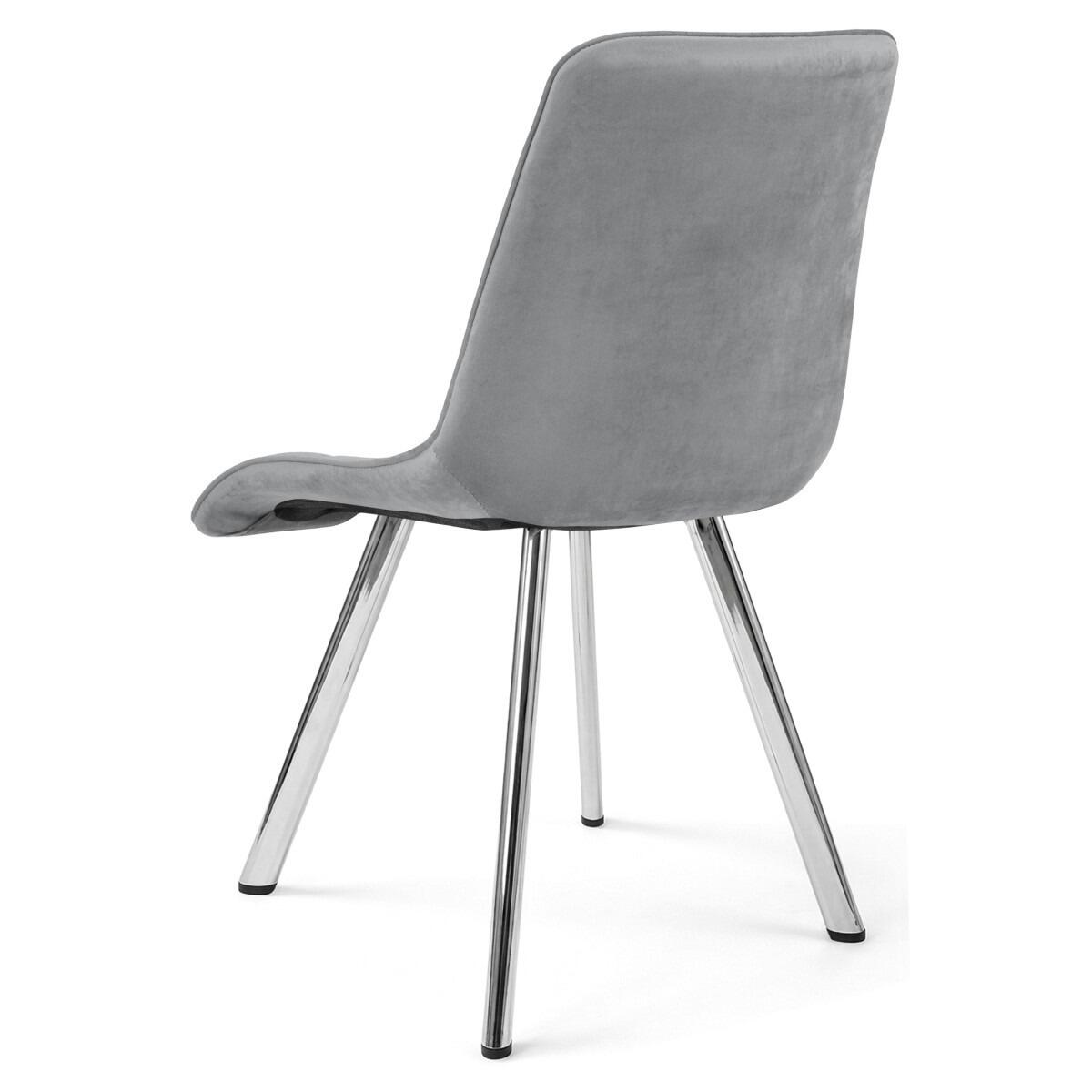 Scaun bucatarie/living, Artool, Cieza, catifea gri deschis, picioare metal argintiu, 49x60x87 cm - imagine 9