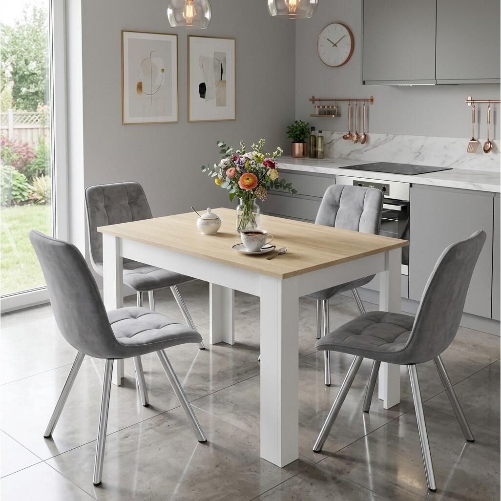 Scaun bucatarie/living, Artool, Cieza, catifea gri deschis, picioare metal argintiu, 49x60x87 cm - imagine 8