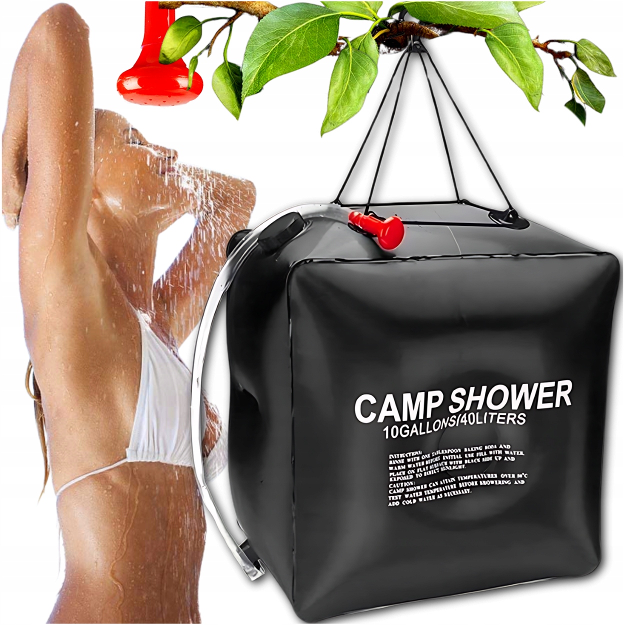 Dus solar suspendat pentru camping sau plaja, capacitate 40l, culoare Neagra - imagine 3