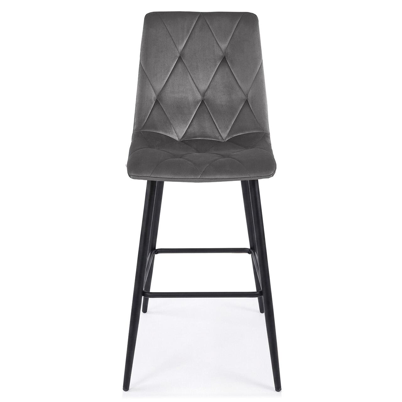 Scaun de bucatarie/bar, Artool, Libra, catifea gri inchis, picioare metal negru, 52x56x112 cm - imagine 8