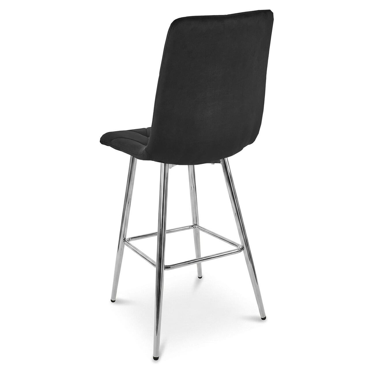Scaun de bucatarie/bar, Artool, Libra, catifea neagra, picioare metal argintiu, 52x56x112 cm - imagine 9