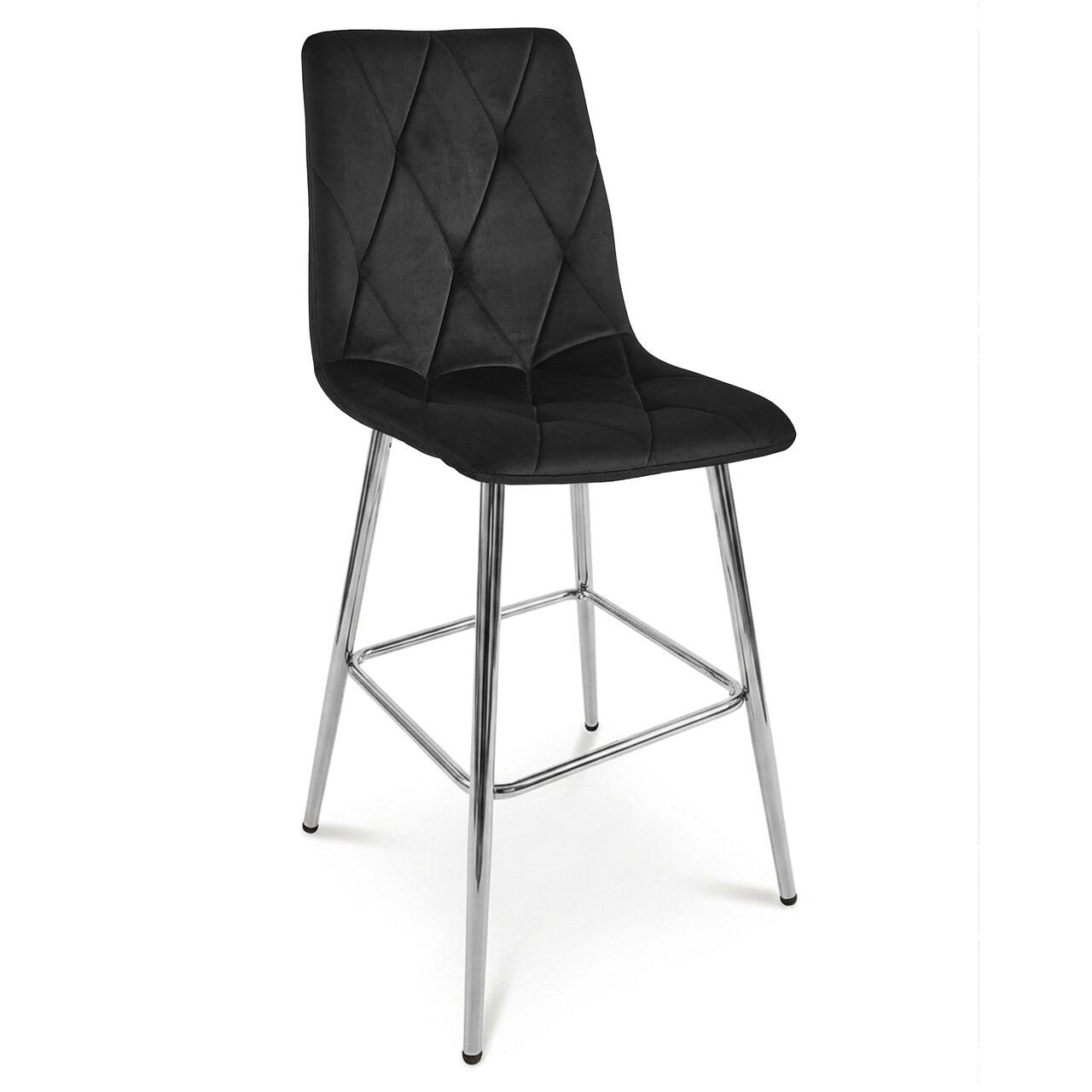 Scaun de bucatarie/bar, Artool, Libra, catifea neagra, picioare metal argintiu, 52x56x112 cm - imagine 10
