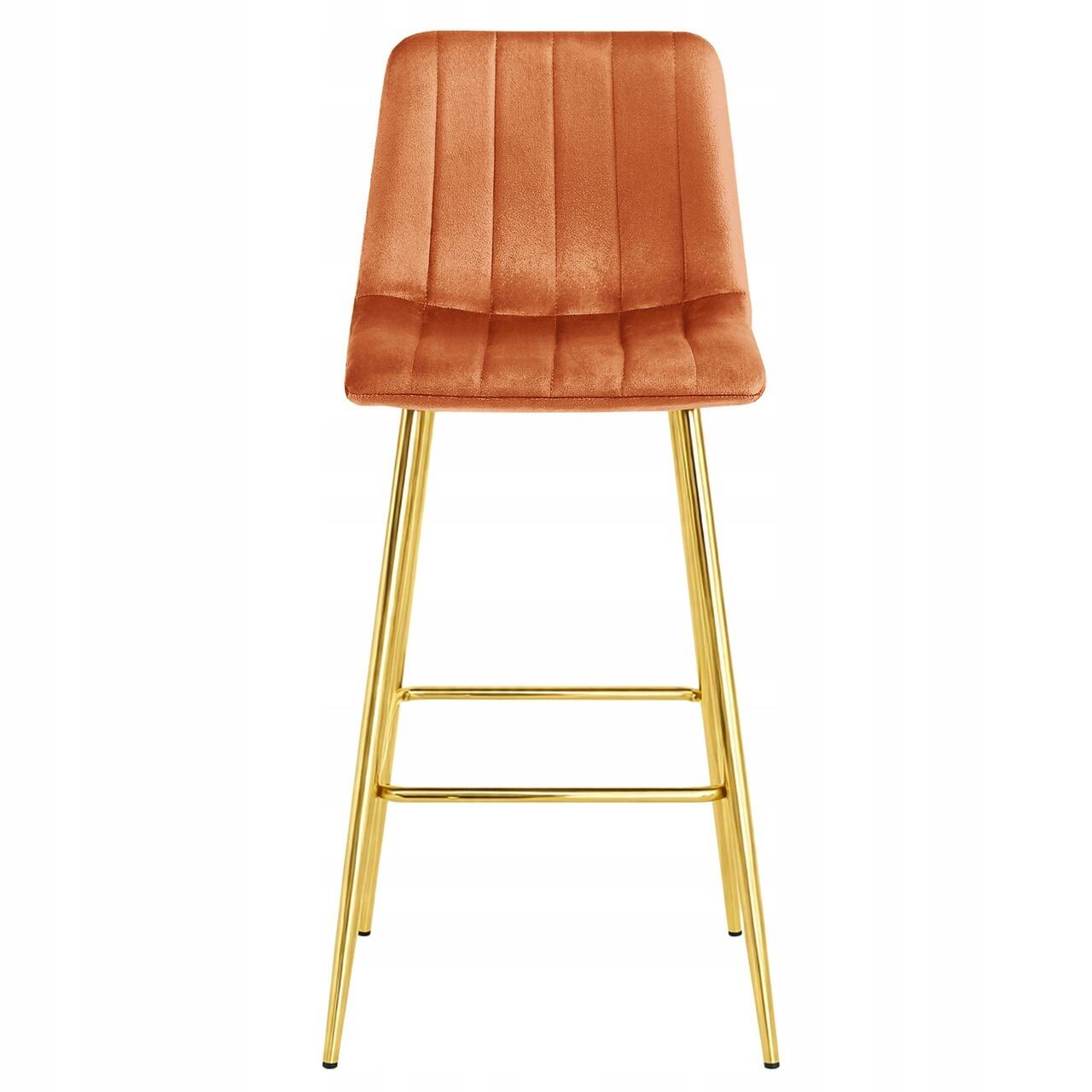 Set 2 scaune de bucatarie/bar, Artool, Pozza, catifea portocaliu cupru, picioare metal auriu, 43x49x102 cm - imagine 10