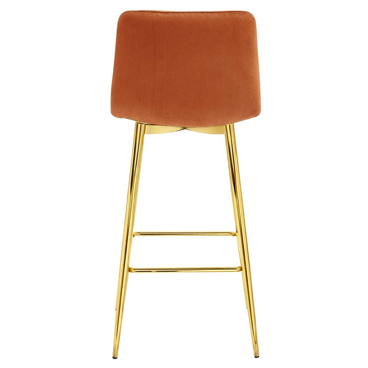 Set 2 scaune de bucatarie/bar, Artool, Pozza, catifea portocaliu cupru, picioare metal auriu, 43x49x102 cm - imagine 11