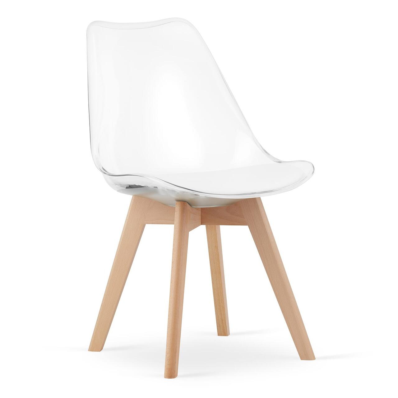 Set 4 scaune bucatarie/living, Artool, Mark, PP transparent, picioare lemn natur, 49x42x82.5 cm - imagine 8
