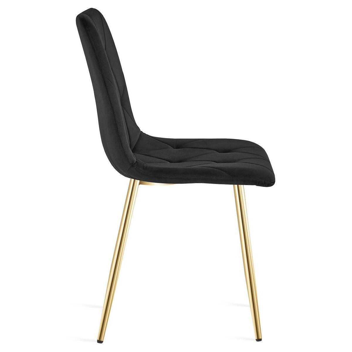 Set 4 scaune bucatarie/living, Artool, Libra, catifea neagra, picioare metal auriu, 45x54x86.5 cm - imagine 8