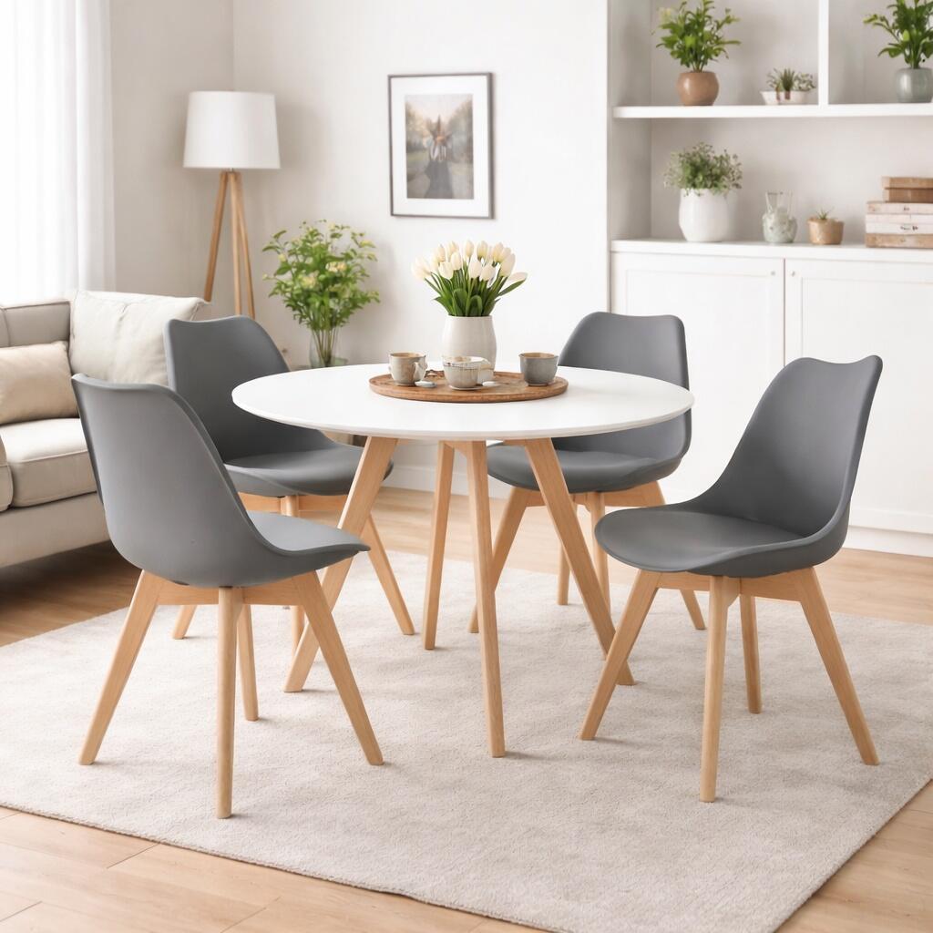 Set 4 scaune bucatarie/living, Artool, Mark, PP grafit, picioare lemn natur, 49x43x82 cm - imagine 8