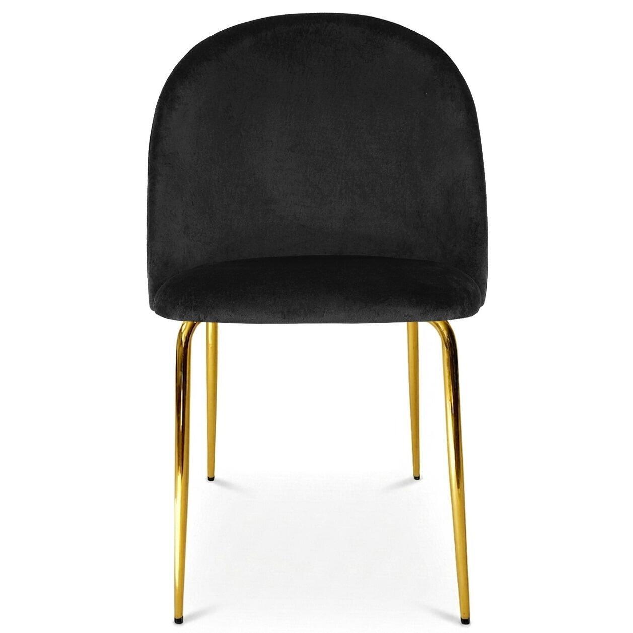 Set 4 scaune bucatarie/living, Artool, Inca, catifea neagra, picioare metal auriu, 49x55x78 cm - imagine 11