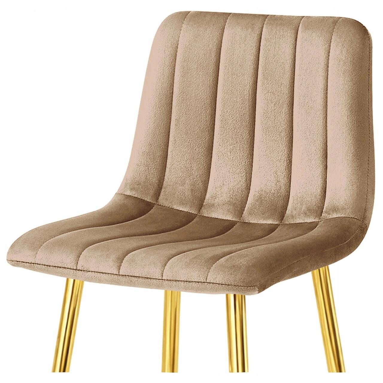 Set 2 scaune de bucatarie/bar, Artool, Pozza, catifea maro, picioare metal auriu, 43x49x102 cm - imagine 9