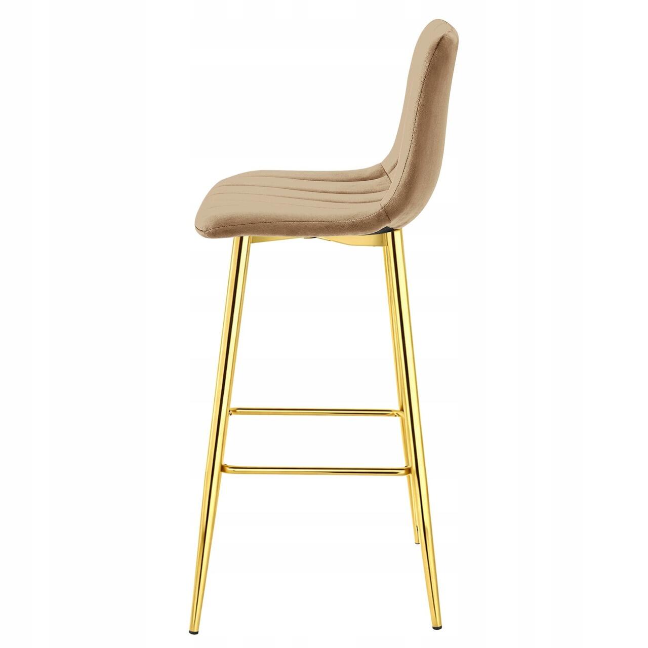 Set 2 scaune de bucatarie/bar, Artool, Pozza, catifea maro, picioare metal auriu, 43x49x102 cm - imagine 8