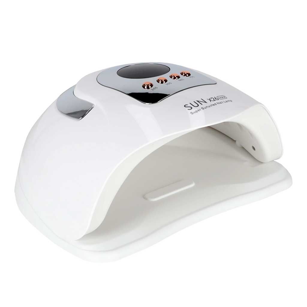 Lampa UV pentru unghii, model „SUN X26 MAX”, pentru manichiura, unghii hibride și unghii cu gel, 81 de LED-uri. 380 W, culoare Alba, pentru uz personal sau profesional